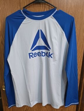 Reebok Longsleeve Rashguard Gray & Blue- Boys Size 18 XXL